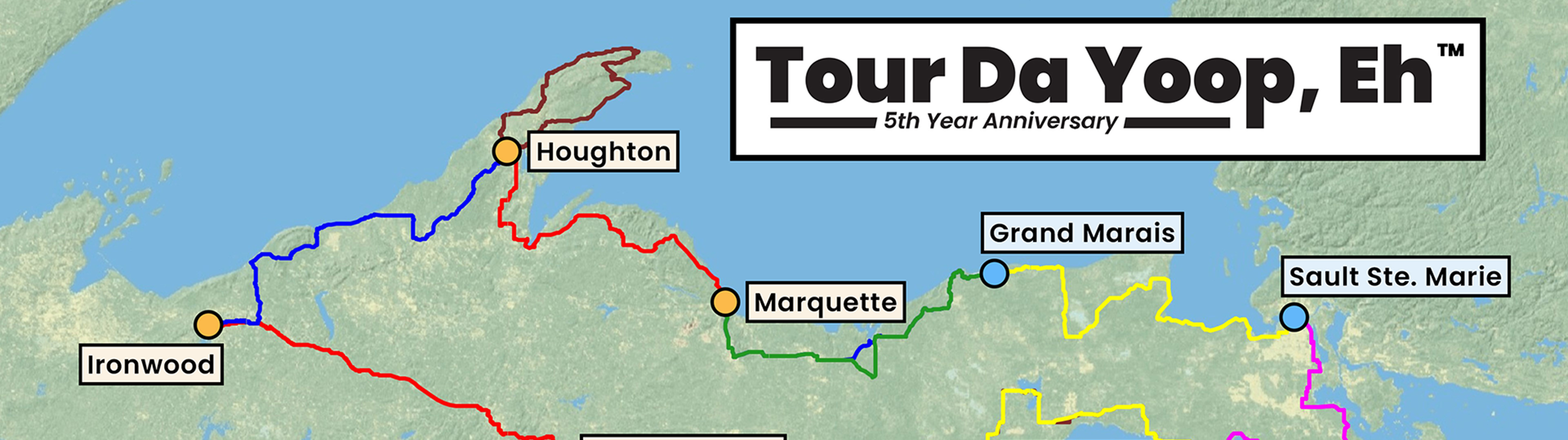Map of Tour Da Yoop, Eh routes
